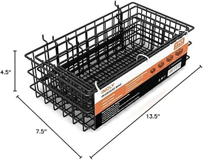 INCLY 4 Pack Pegboard Baskets Bins Set, 4 Size Square Style Black Metal Wire - Image 7