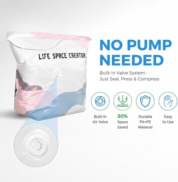No Pump Vacuum Storage Bags, Cube Compression Storage Bags - Image 2