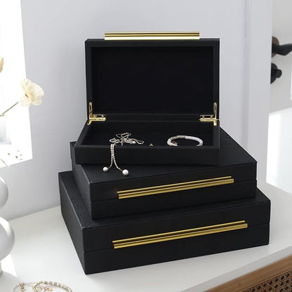 Faux Shagreen Leather Jewelry Storage Boxes Set of 3 - Image 6