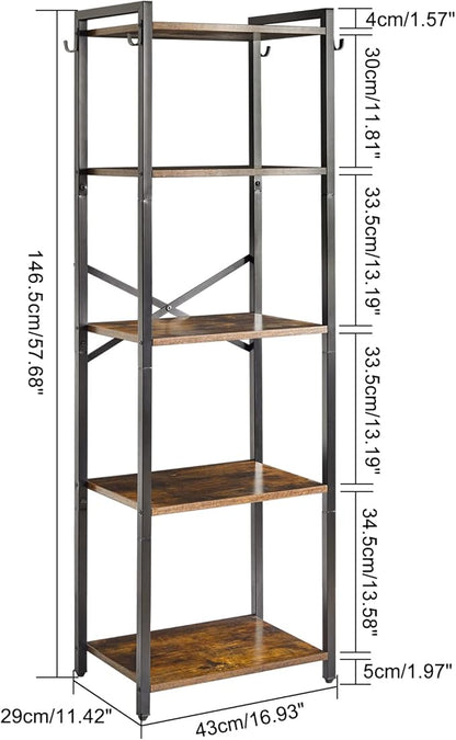 YMYNY Bookshelf, 5-Tier Ladder Shelf Organizer, Narrow Shelving Unit, Corner - Image 3