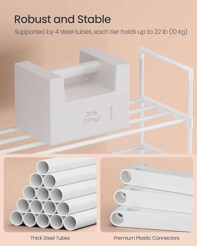 SONGMICS Shoe Rack, 3-Tier Shoe Organizer, Metal Storage Shelf, Upright or - Image 7