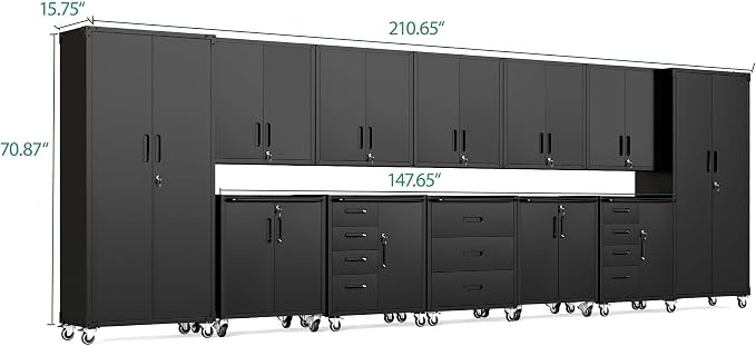 12-Piece Heavy Duty Steel Garage Cabinet System | All-in-One Modular Garage - Image 2