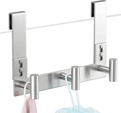 PMMASTO No-Drill Extra Long Shower Hooks, Fits 3/8" Thick Door, Heavy Duty by PMMASTO