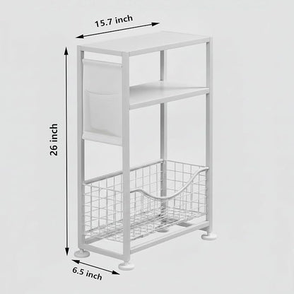 Skinny Side Table with Storage, 3 Tier Slim Side Tables - Image 2