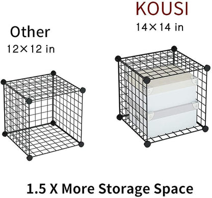 KOUSI 14"x14" Wire Cube Storage, Metal Grid Organizer, 25-Cube Modular Shelving - Image 5