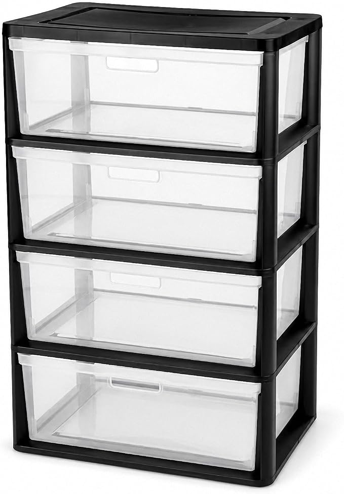 4 Drawer Storage Tower, Wide Plastic Floor Organizer by Unknown