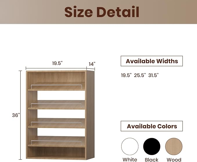 ROOMTEC 19.5" Shoe Shelf Short Tower Closet Unit, Modular Closet System - Image 2