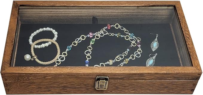 MOOCA Glass Top Wooden Jewelry Display Case - Image 4