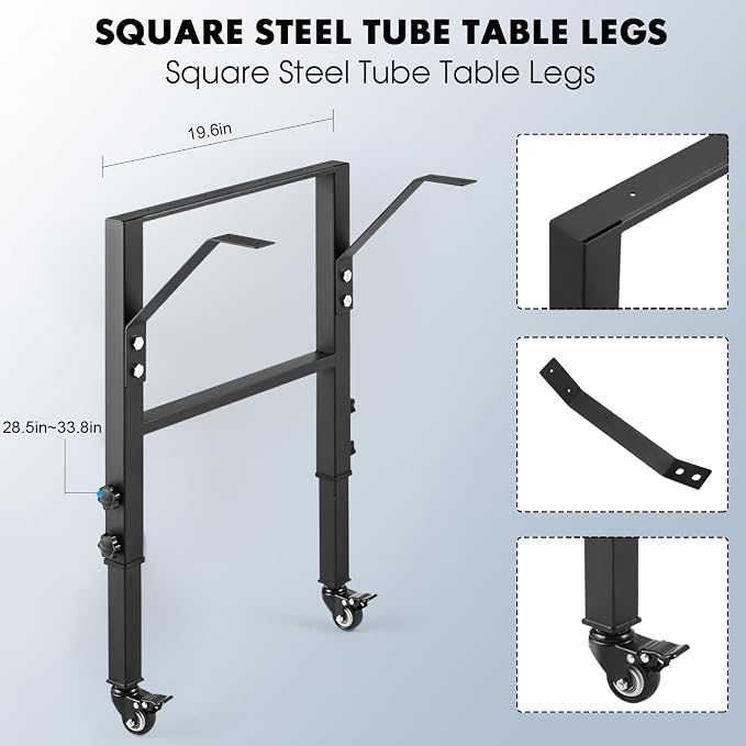 19.6-Inch Depth Workbench Frame, Height Adjustable 28.5" to 33.8", Heavy Duty - Image 5