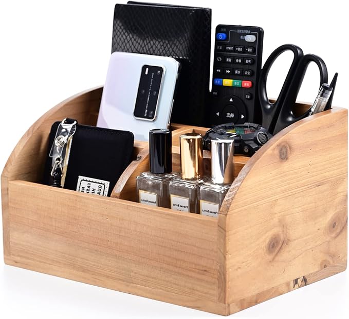 Farmhouse Solid Wooden Mail Sorter Wood Desk Organizer TV Remote Holder Rustic by WelcometoOKSQW