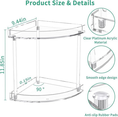 NPPLUS 2 Tier Acrylic Bathroom Counter Organizer, 2-Tier Corner Storage Shelf - Image 3