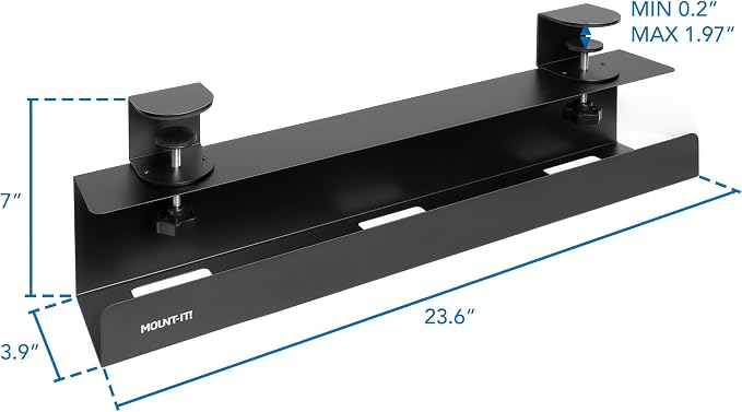 Mount-It! Under Desk Cable Management Tray – Clamp-On No-Drill Metal Cable - Image 5