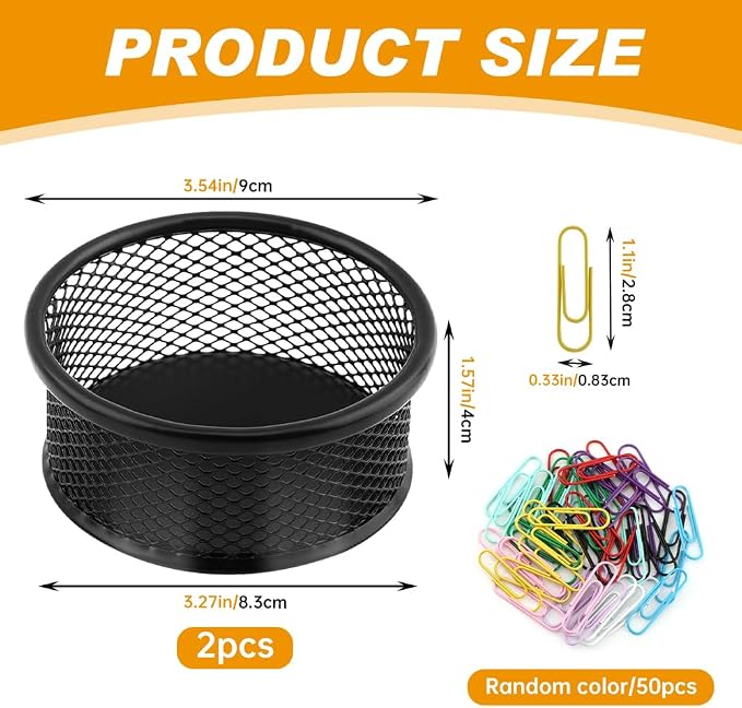 Paper Clip Holder With 50PCS Colored paper clips, 2/4PCS Stackable PaperClip - Image 2
