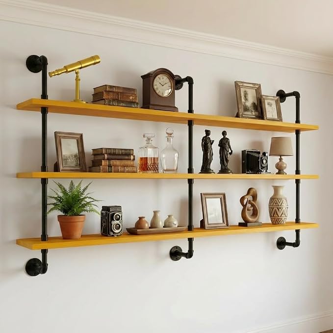 HDDFER Floating Shelves for Wall Bookshelf Industrial Pipe Shelving Shelves - Image 3