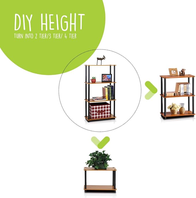 Furinno Turn-N-Tube 4-Tier Multipurpose Shelf Display Rack, Round Tubes - Image 10