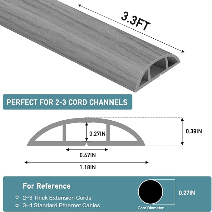 Floor Cord Cover Self Adhesive Cord Hider Floor Extension Cord Covers - Image 2
