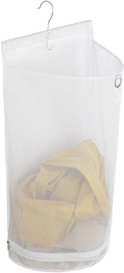 ALYER Hanging Semi Round Storage Mesh Bag, Collapsible Laundry Hamper Basket by ALYER