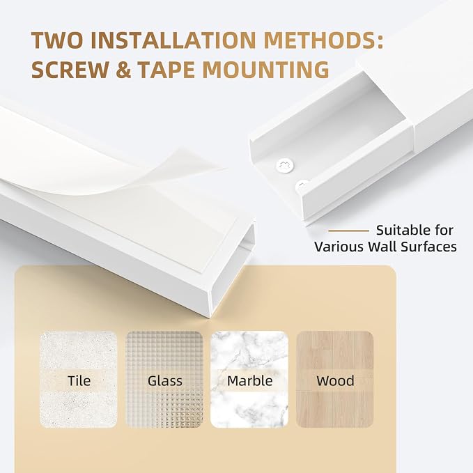 Delamu TV Cord Hider Wall, 472in Cable Hider, Cord Covers - Image 3