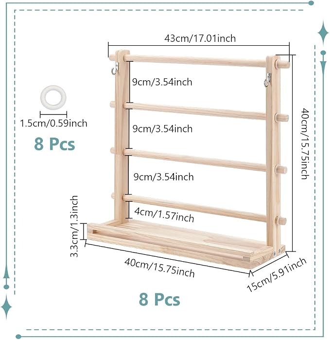 UNICRAFTALE Wooden Ribbon Organizer Spool Holder - Image 2