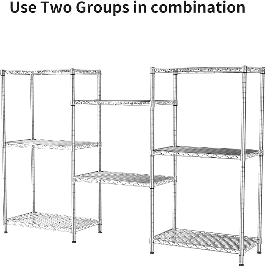 SINGAYE 4 Shelves Adjustable Storage Shelf Wire Shelving Rack Bathroom Standing - Image 9