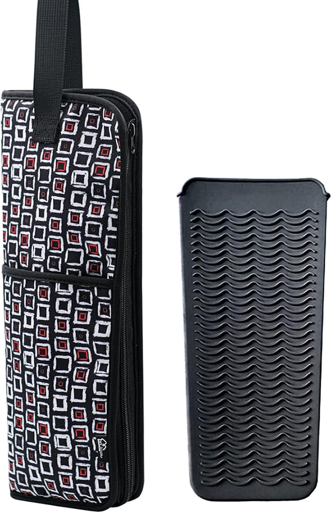 2 Pieces Hair Flat Iron Case Holder Canvas Bag Heat Resistant Curling Iron by WKIEASON