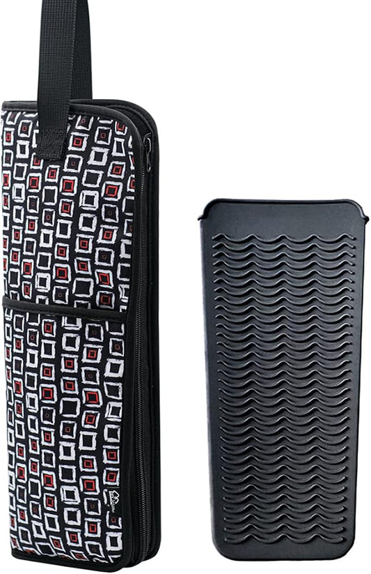 2 Pieces Hair Flat Iron Case Holder Canvas Bag Heat Resistant Curling Iron by WKIEASON