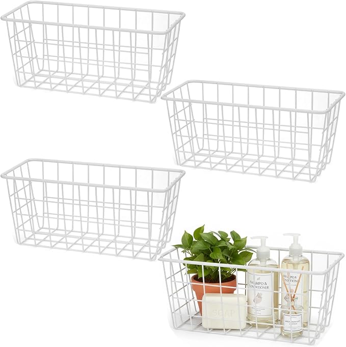 Hanging Kitchen Baskets Adhesive Sturdy Wire Storage Baskets by HDYOUDO