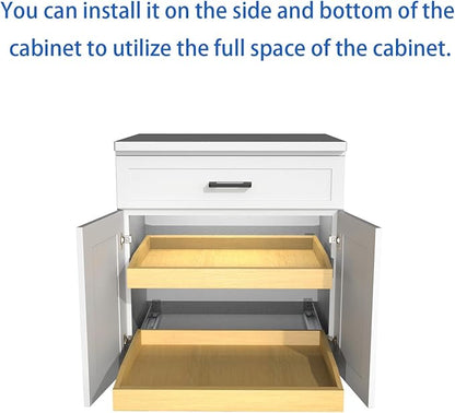 Wooden Pull out Cabinet Organizer 12" W x 21" D x 4.3" H, Heavy Duty Slide Out - Image 3
