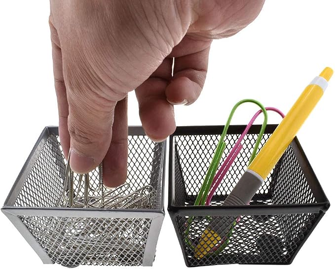 HAHIYO Stackable Paper Clip Mesh Holder Cup 2.2" Height 4 Pack Sturdy Paperclip - Image 4
