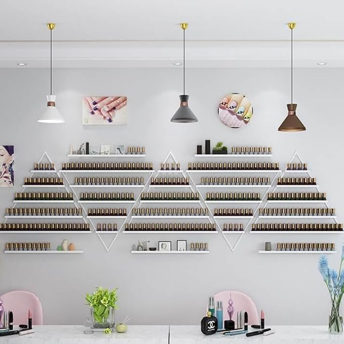 Elegant Wall Mounted Nail Polish Storage Rack Set of 10 Triangular Cosmetic - Image 5