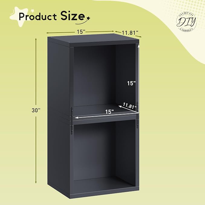 Homkdom 2 Cube Bookshelf Organizer, DIY Wooden Open Book Shelf - Image 3