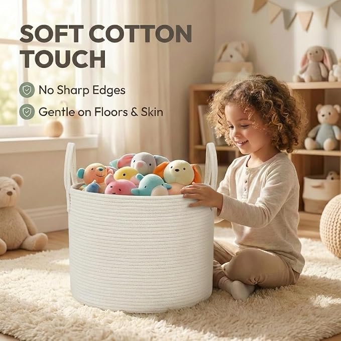 JMvicyroam 115L Extra Large Machine Washable Cotton Rope Blanket Basket | - Image 4