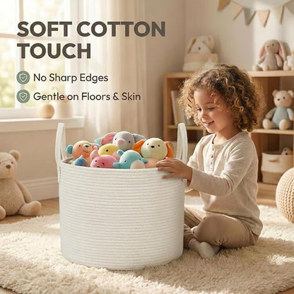 JMvicyroam 115L Extra Large Machine Washable Cotton Rope Blanket Basket | - Image 4