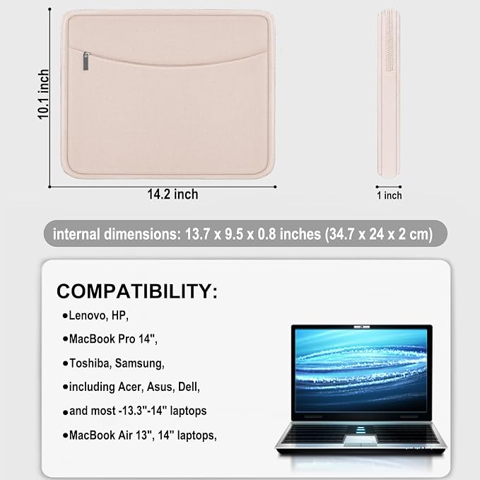 Laptop Case 14 inch, Shockproof Protective Laptop Cover Briefcase Carrying - Image 4
