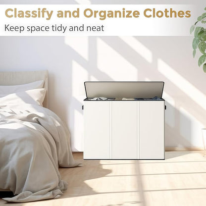 180L Laundry Hamper 3 Section, Large Laundry Basket - Image 2