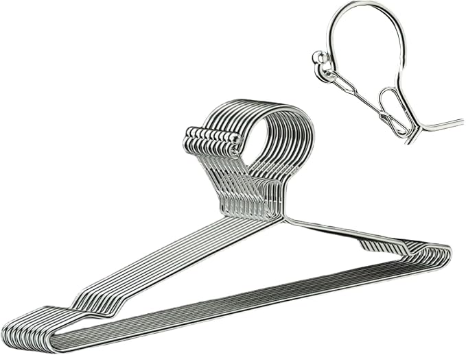 16.5” Wire Hanger 4mm Lockable Hangers 10Pack Stainless Steel Slim Thin Heavy by trrcylp