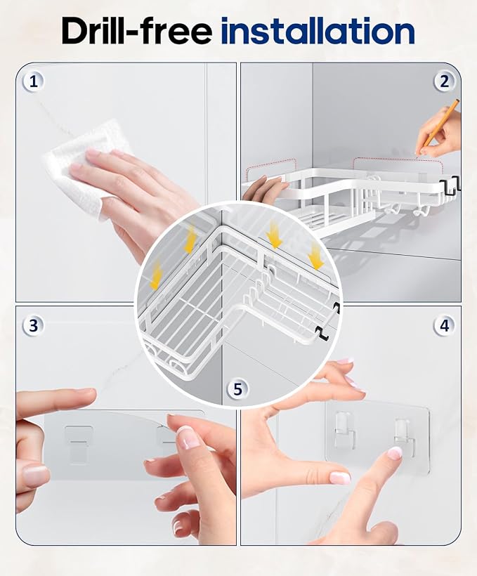 3 Pack Corner Shower Caddy Organizer, Rustproof Corner Shower Shelves, No - Image 7