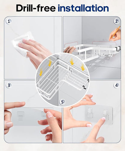 3 Pack Corner Shower Caddy Organizer, Rustproof Corner Shower Shelves, No - Image 7
