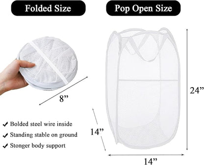 Larpur Popup Laundry Basket, Mesh Clothes Hamper Portable Laundry Hamper - Image 2