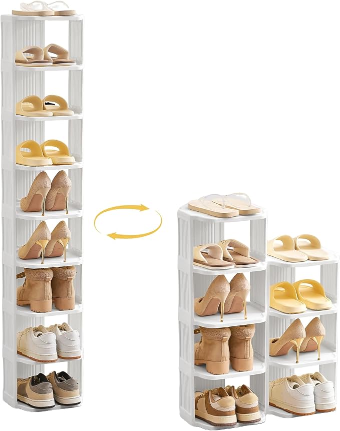 UFORU Vertical Shoe Rack, 9-Tier Plastic Stackable Storage Shelf by UFORU