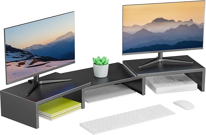 Dual Monitor Stand for Desk, Metal Computer Stand, Desk Shelf Riser, Desktop by OUTIOE