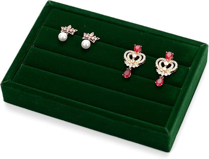 Oirlv 3 Slots Velvet Small Ring Organizer Earrings Trays Showcase Display - Image 9
