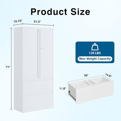 2-Drawer Metal File Cabinet, Lateral Vertical Filing Cabinets - Image 3