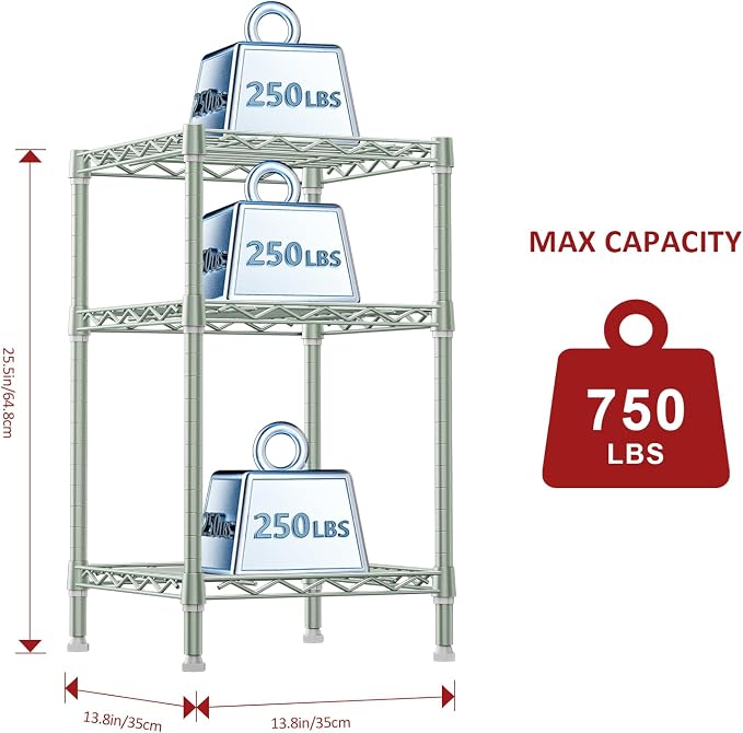 IZEUK 3 Tier Heavy Duty Steel Storage Shelves, Metal Shelf Wire Shelving Rack - Image 3