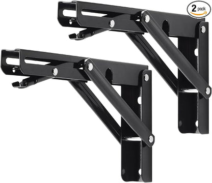 YUMORE Folding Shelf Brackets, 8 Inch Heavy Duty Collapsible Shelf Bracket by YUMORE
