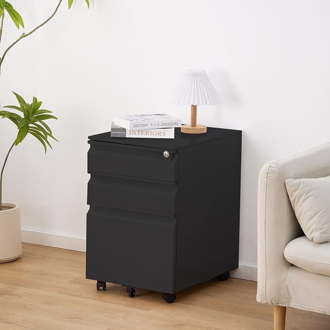 Garvee Mobile Filing Cabinet 3 Drawer, Under Desk File Cabinet - Image 2