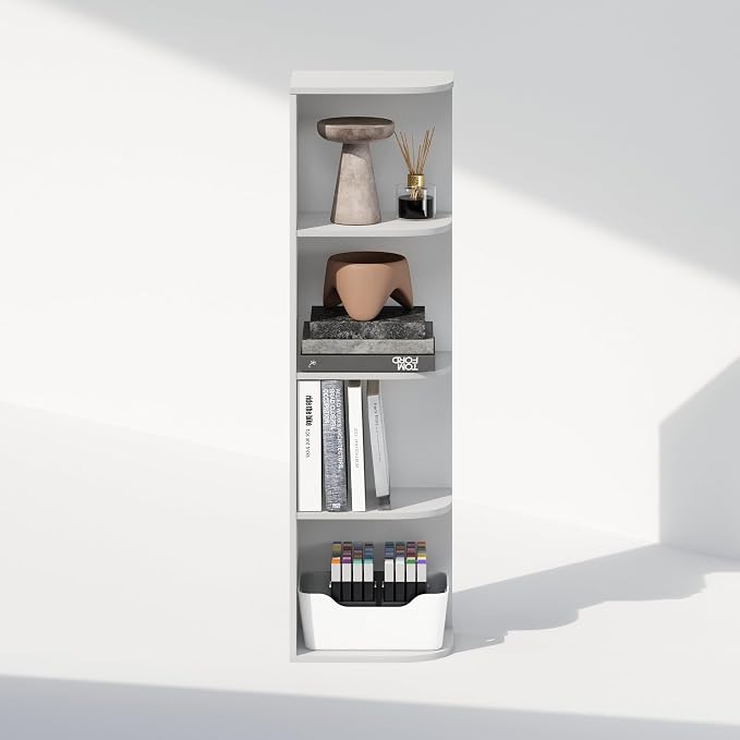 Furinno Reed Corner Shelf, 4-Tier Corner Bookshelf, Book Shelf, Corner Shelves - Image 7