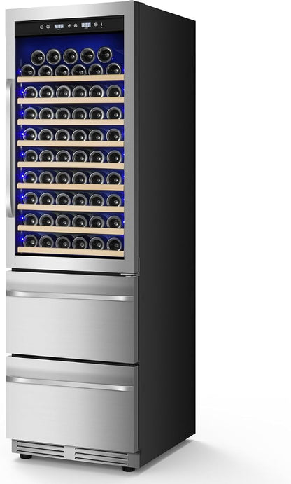 24 Inch Wine and Beverage Refrigerator, 2 IN 1 Dual Zone Drawer Beverage Fridge by Velieta-SpecialistinFridge