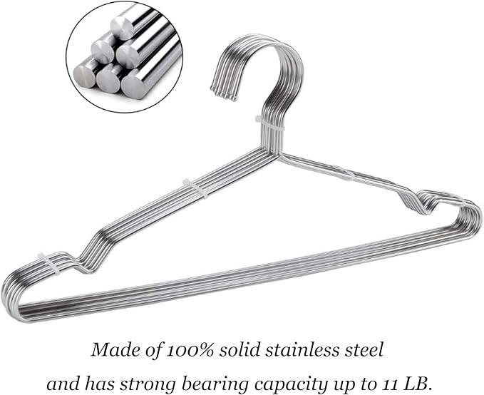 10 Pack Stainless Steel 15.75 Inches Clothes Hangers - Image 6