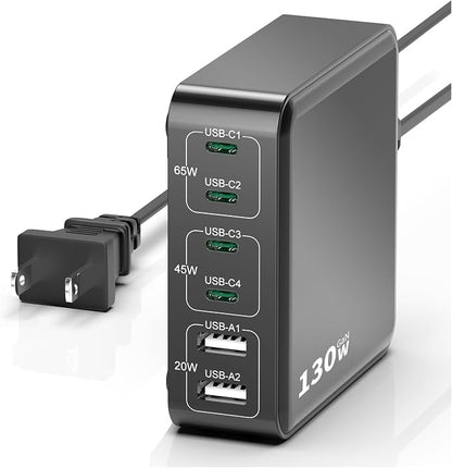 MSTJRY Charging Station for Multiple Devices : 130W 6 Port GaN Fast USB C by MSTJRY